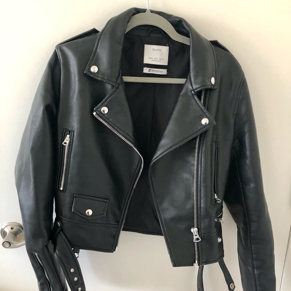 Bershka vegan leather moto jacket